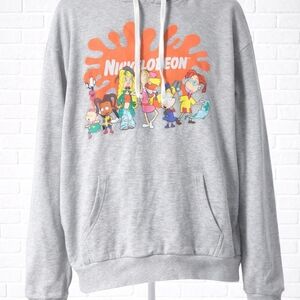 Nickelodeon Gray Hoodie with Orange Slime and Multicolor Characters